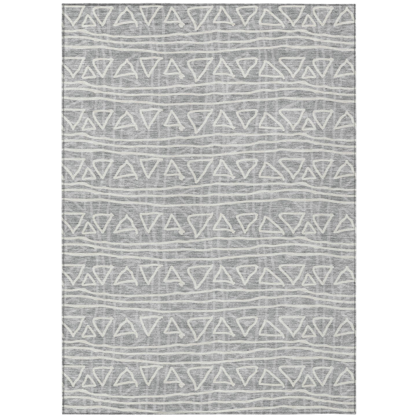 10' X 14' Gray Charcoal And Silver Geometric Washable Indoor Outdoor Area Rug