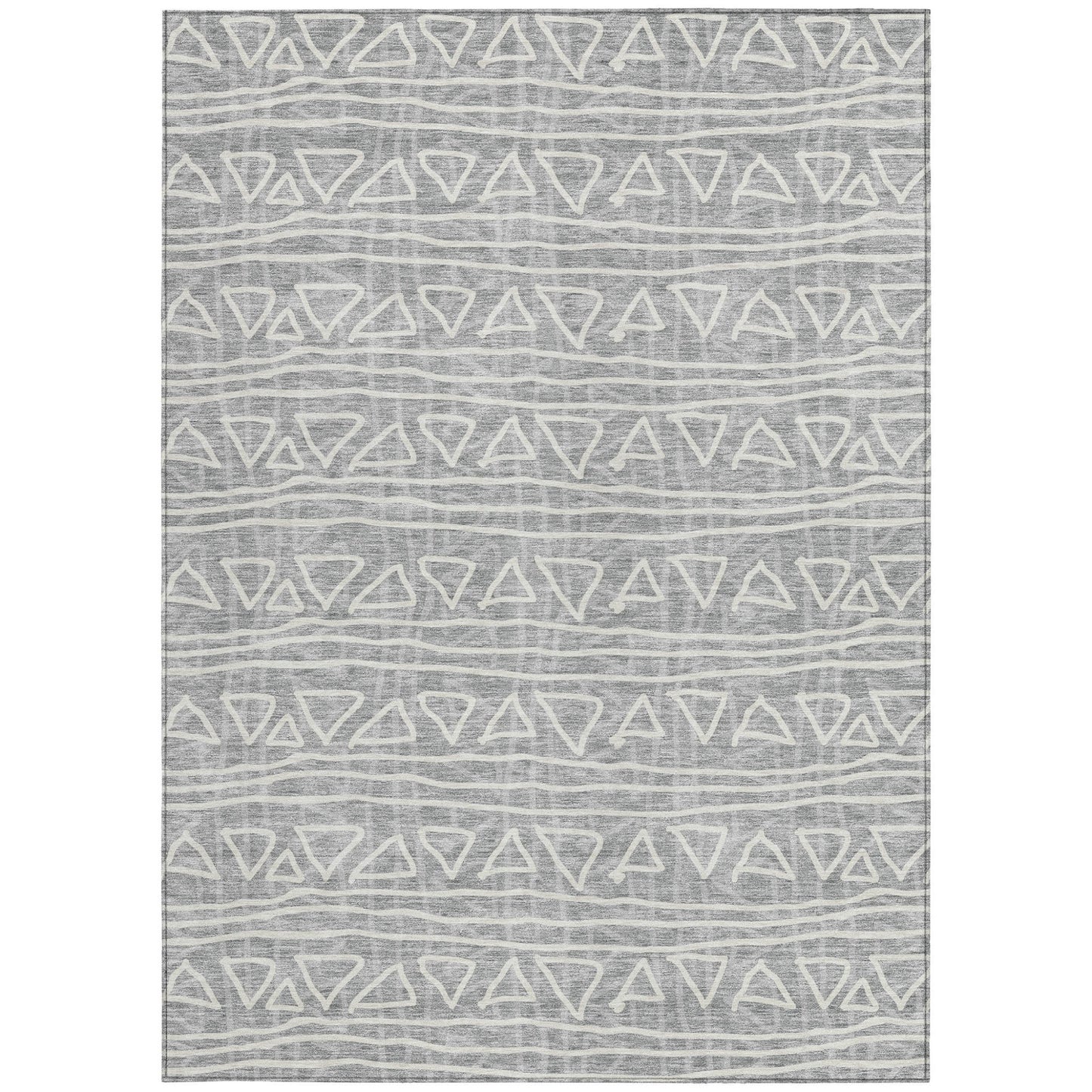 10' X 14' Gray Charcoal And Silver Geometric Washable Indoor Outdoor Area Rug