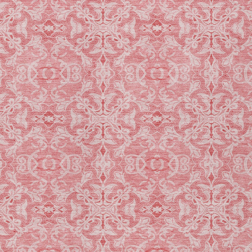 5' X 8' Pink And Blush Medallion Washable Indoor Outdoor Area Rug