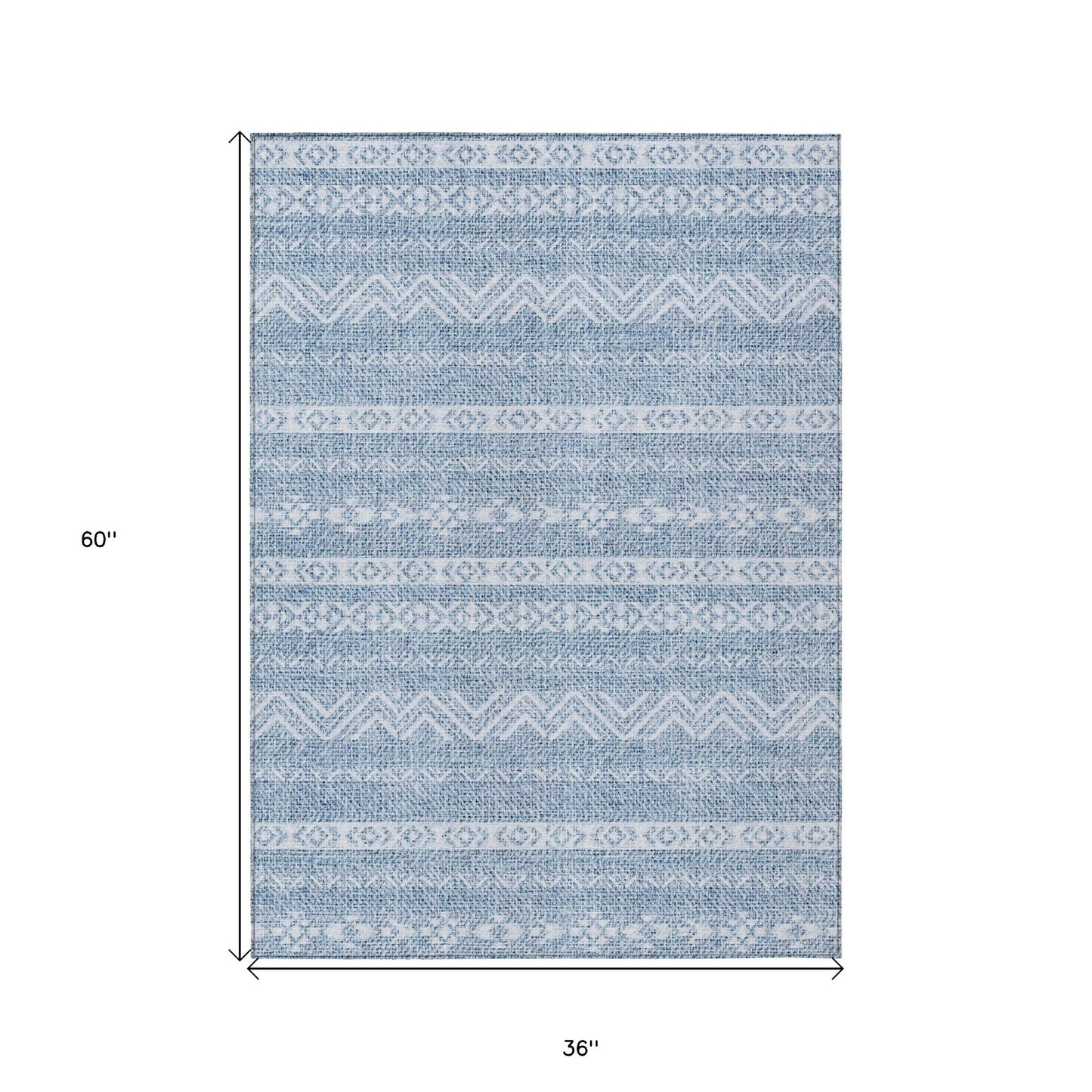 3' X 5' Blue And Denim Blue Southwestern Washable Indoor Outdoor Area Rug