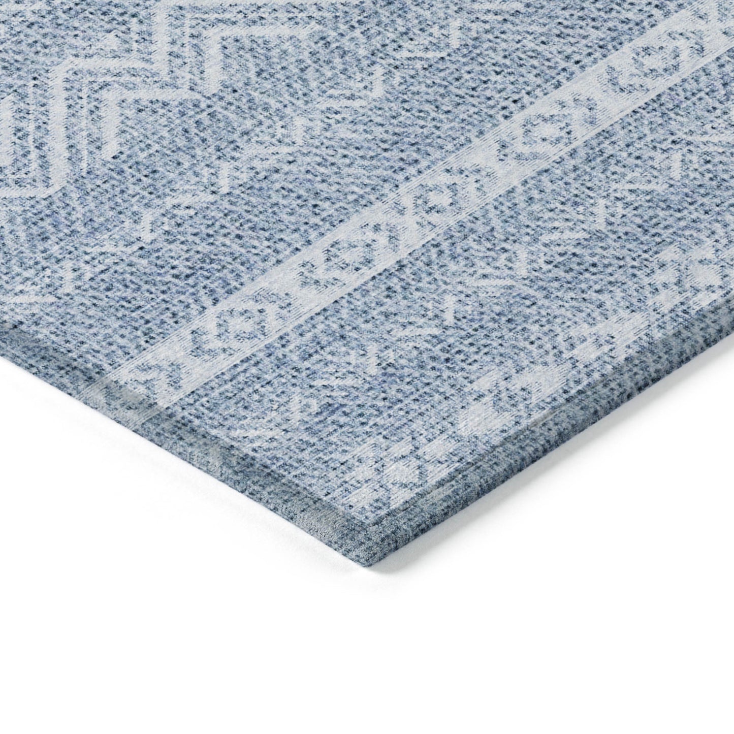 3' X 5' Blue And Denim Blue Southwestern Washable Indoor Outdoor Area Rug