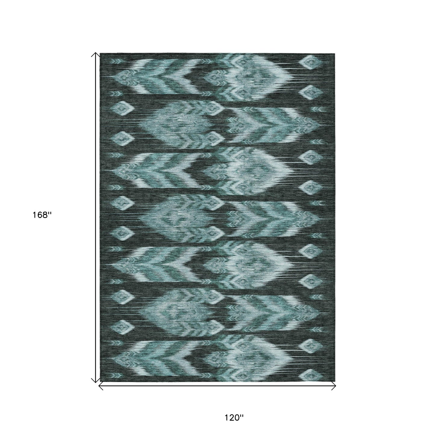 10' X 14' Teal Blue Aqua And Charcoal Southwestern Washable Indoor Outdoor Area Rug