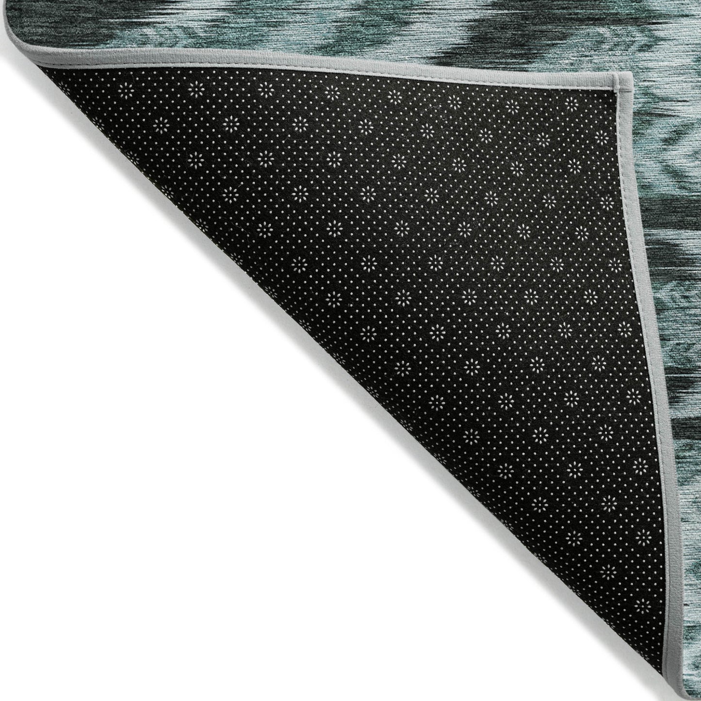 10' X 14' Teal Blue Aqua And Charcoal Southwestern Washable Indoor Outdoor Area Rug