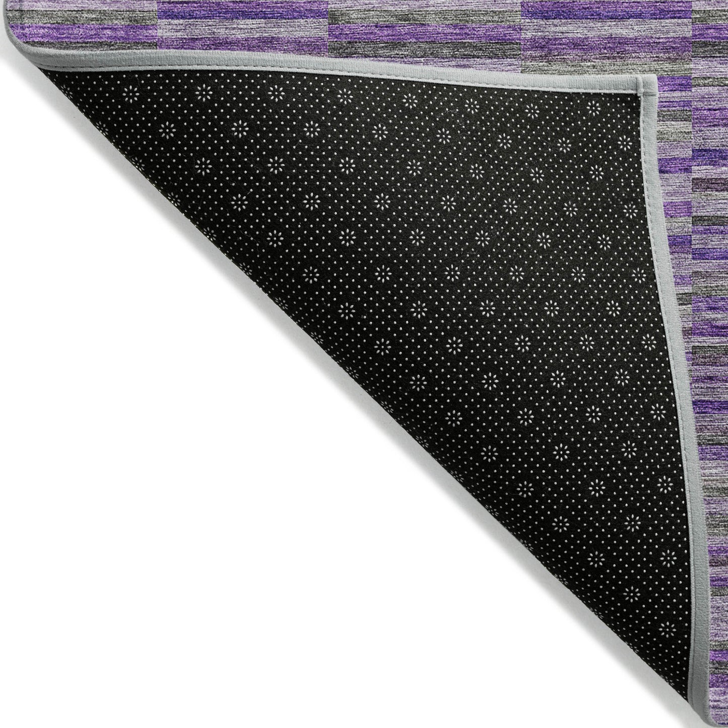 9' X 12' Purple And Lavender Striped Washable Indoor Outdoor Area Rug