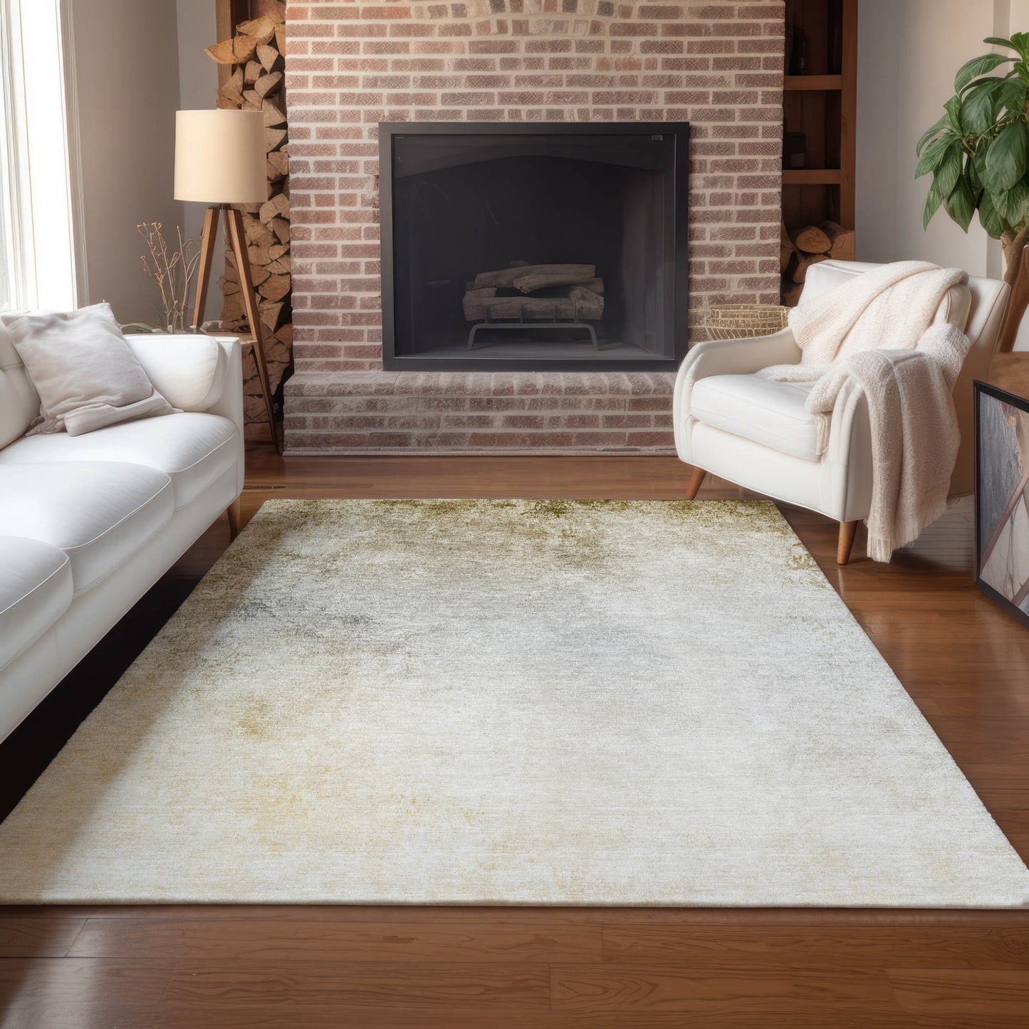 3' X 5' Taupe Beige And Ivory Ombre Washable Indoor Outdoor Area Rug
