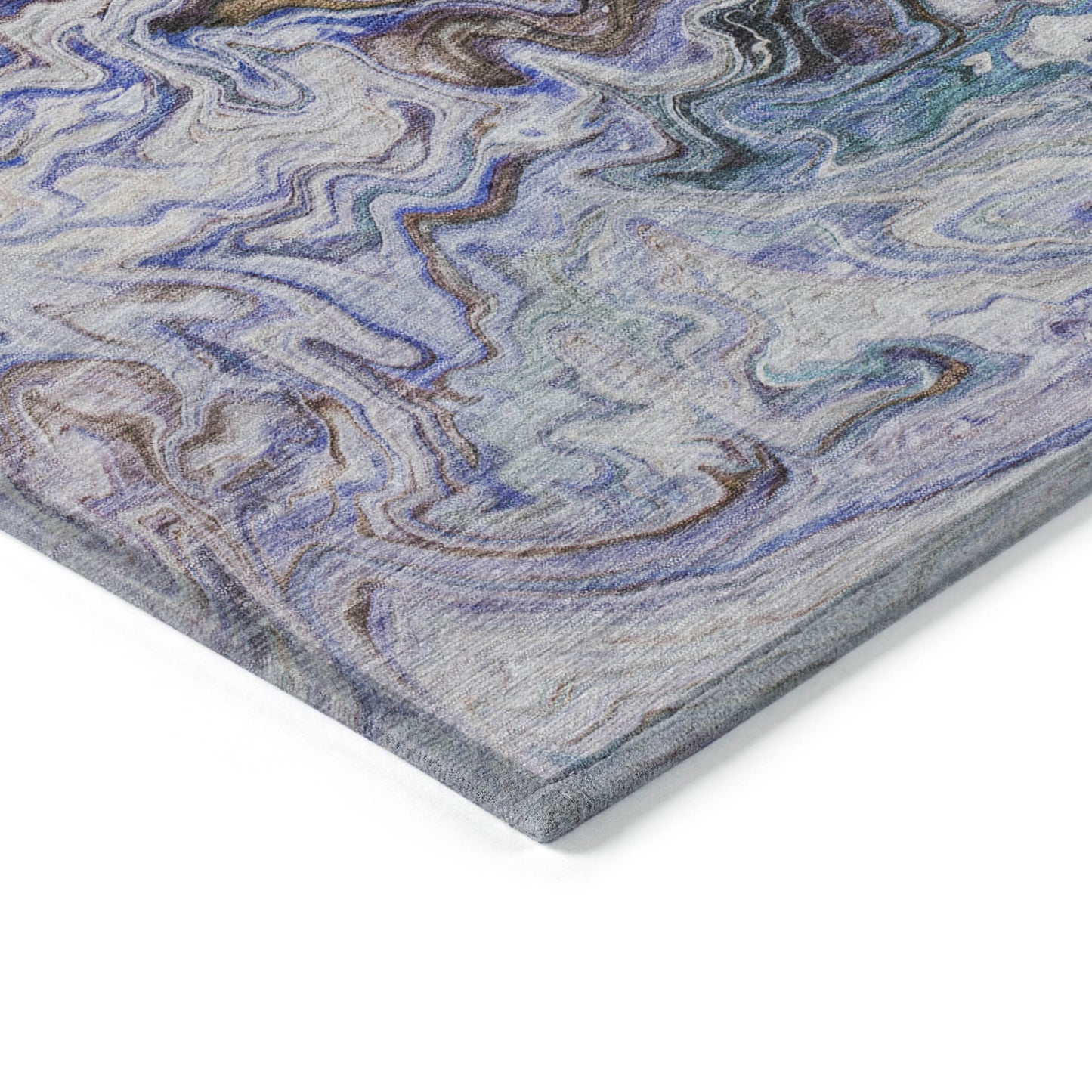 9' X 12' Beige Blue And Taupe Abstract Washable Indoor Outdoor Area Rug