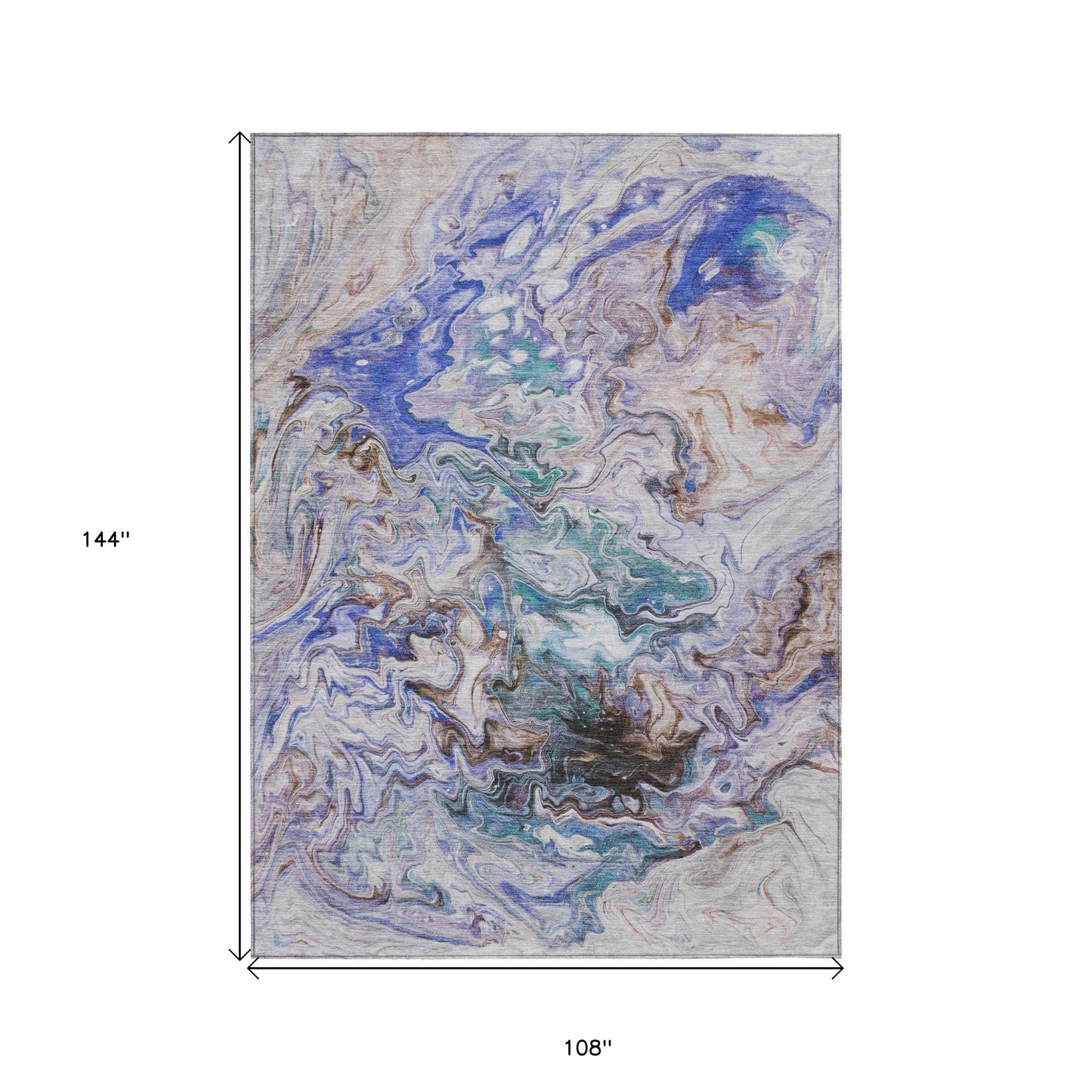 9' X 12' Beige Blue And Taupe Abstract Washable Indoor Outdoor Area Rug