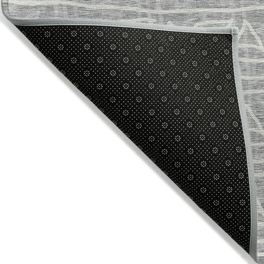10' X 14' Gray Charcoal And Silver Geometric Washable Indoor Outdoor Area Rug