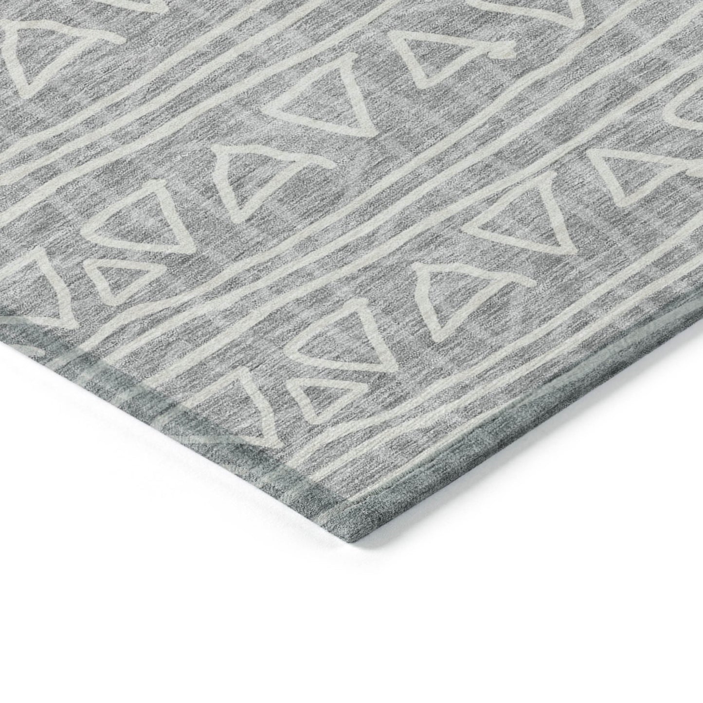10' X 14' Gray Charcoal And Silver Geometric Washable Indoor Outdoor Area Rug