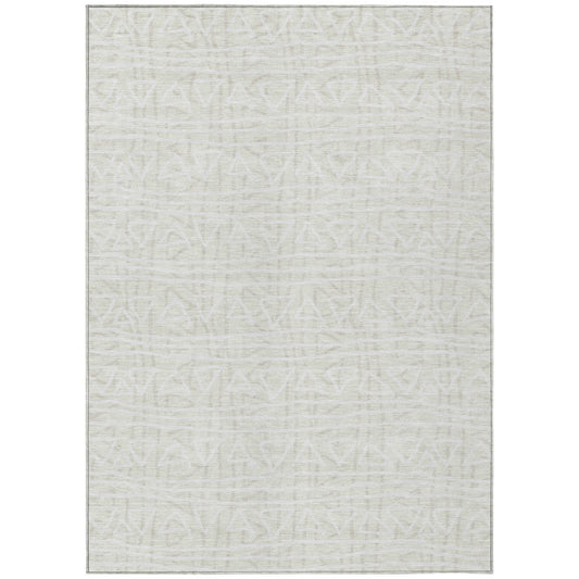 3' X 5' Ivory And Beige Geometric Washable Indoor Outdoor Area Rug