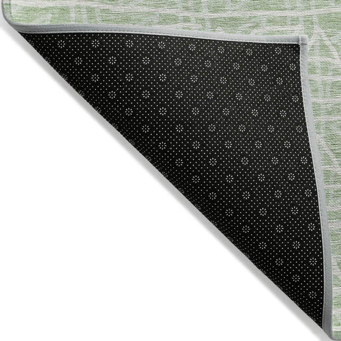 10' X 14' Mint Green Artichoke Green And Ivory Geometric Washable Indoor Outdoor Area Rug