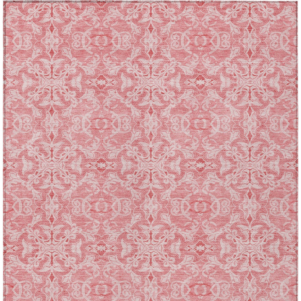 5' X 8' Pink And Blush Medallion Washable Indoor Outdoor Area Rug