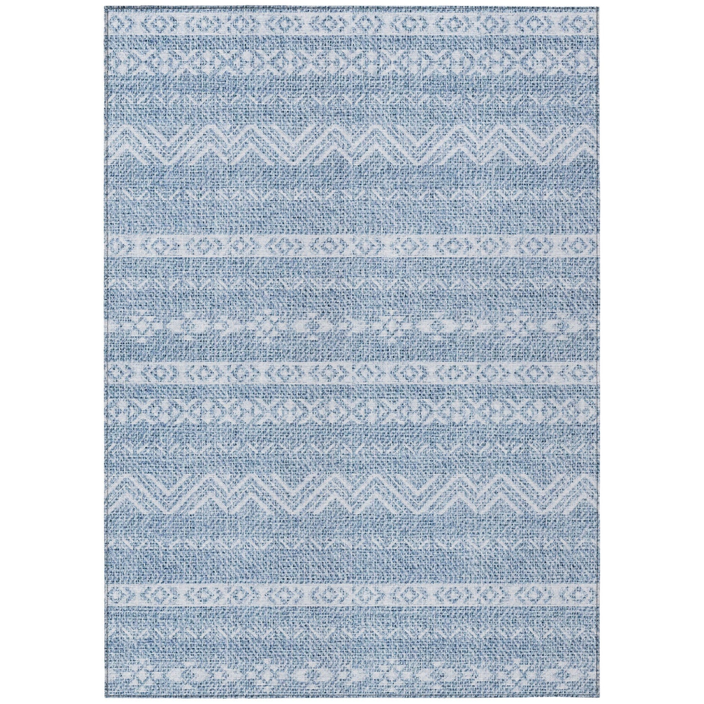3' X 5' Blue And Denim Blue Southwestern Washable Indoor Outdoor Area Rug