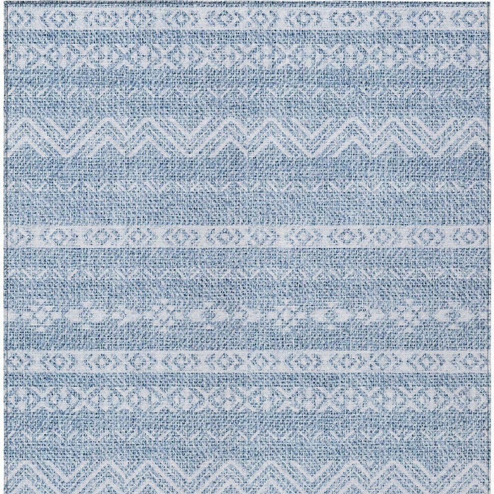 3' X 5' Blue And Denim Blue Southwestern Washable Indoor Outdoor Area Rug